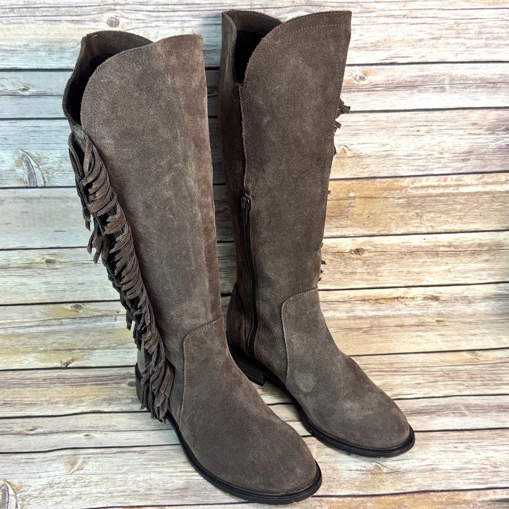 Marabelle Womens Chocolate Brown Suede Leather Fringe Boho Festival Boots 37